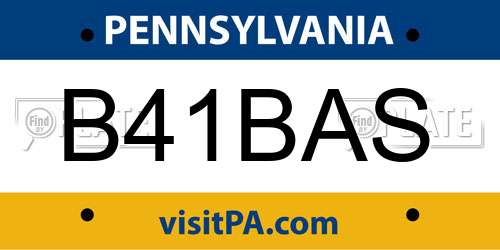 B41BAS Pennsylvania License Plate