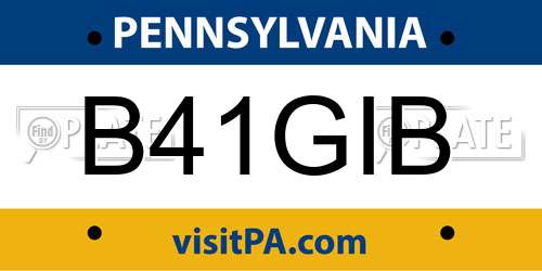 B41GIB Pennsylvania License Plate