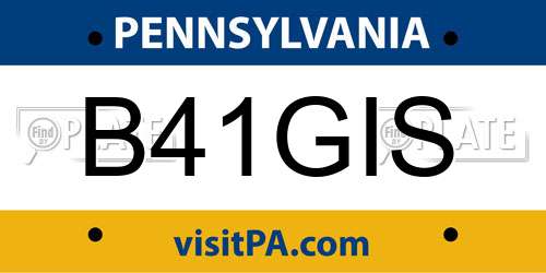 B41GIS Pennsylvania License Plate