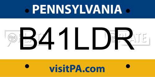 B41LDR Pennsylvania License Plate