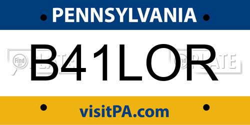 B41LOR Pennsylvania License Plate