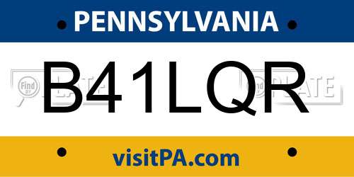 B41LQR Pennsylvania License Plate