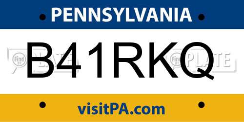 B41RKQ Pennsylvania License Plate