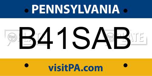 B41SAB Pennsylvania License Plate