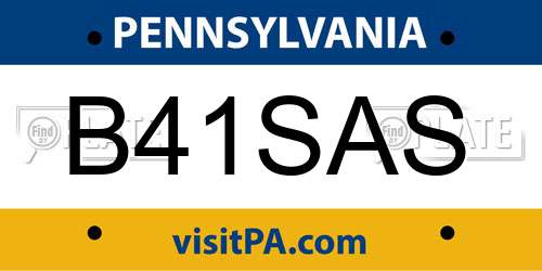 B41SAS Pennsylvania License Plate