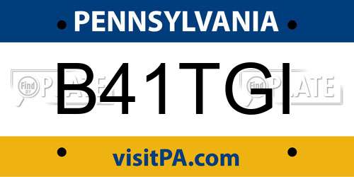 B41TGI Pennsylvania License Plate