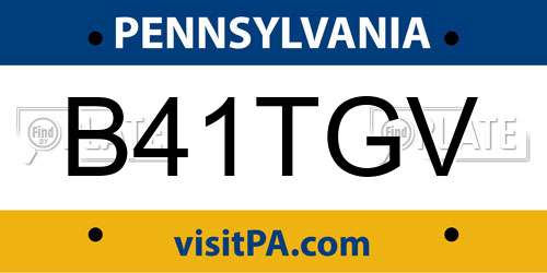 B41TGV Pennsylvania License Plate