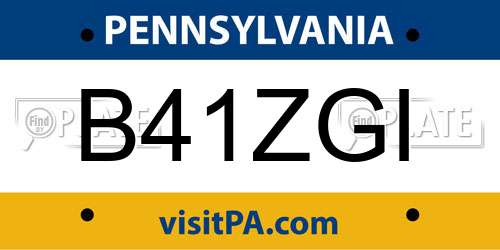 B41ZGI Pennsylvania License Plate