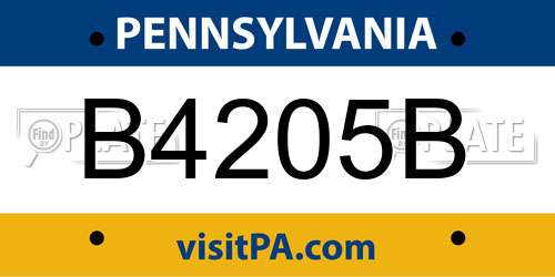 B4205B Pennsylvania License Plate