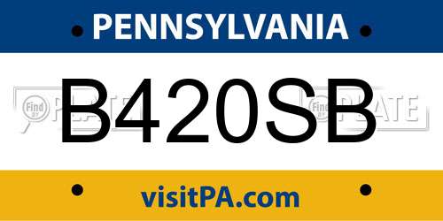 B420SB Pennsylvania License Plate