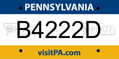 B4222D Pennsylvania License Plate