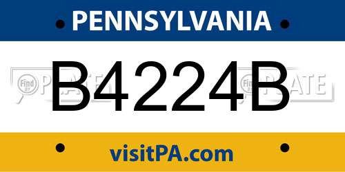 B4224B Pennsylvania License Plate