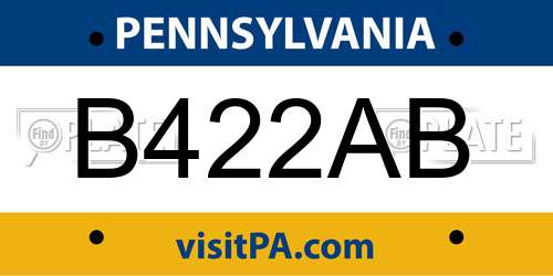B422AB Pennsylvania License Plate