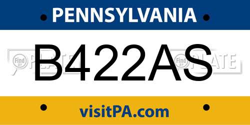 B422AS Pennsylvania License Plate