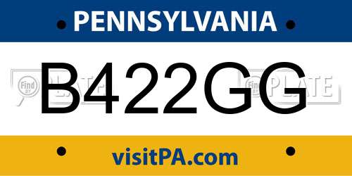 B422GG Pennsylvania License Plate