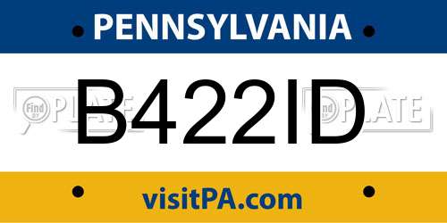B422ID Pennsylvania License Plate