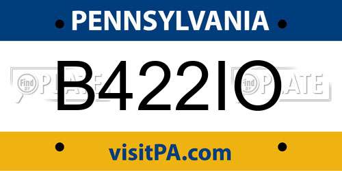 B422IO Pennsylvania License Plate