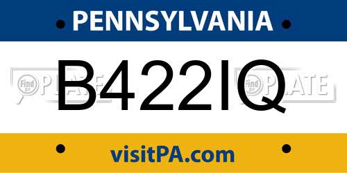 B422IQ Pennsylvania License Plate