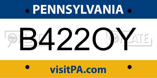 B422OY Pennsylvania License Plate