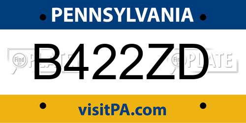 B422ZD Pennsylvania License Plate