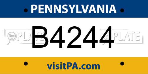 B4244 Pennsylvania License Plate