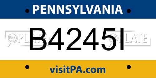 B4245I Pennsylvania License Plate