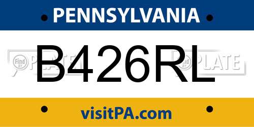 B426RL Pennsylvania License Plate