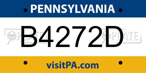 B4272D Pennsylvania License Plate