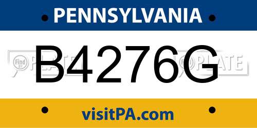 B4276G Pennsylvania License Plate
