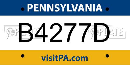 B4277D Pennsylvania License Plate
