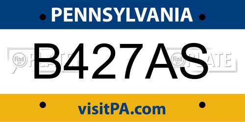 B427AS Pennsylvania License Plate