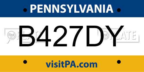 B427DY Pennsylvania License Plate