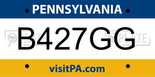 B427GG Pennsylvania License Plate