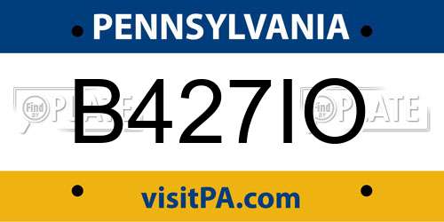 B427IO Pennsylvania License Plate