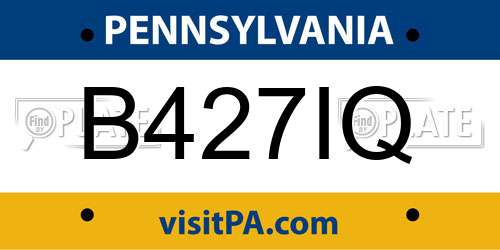 B427IQ Pennsylvania License Plate
