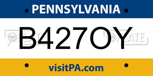 B427OY Pennsylvania License Plate