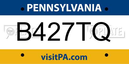B427TQ Pennsylvania License Plate