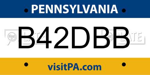 B42DBB Pennsylvania License Plate