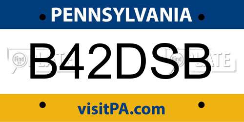 B42DSB Pennsylvania License Plate