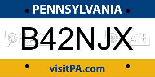 B42NJX Pennsylvania License Plate