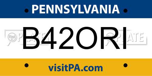 B42ORI Pennsylvania License Plate