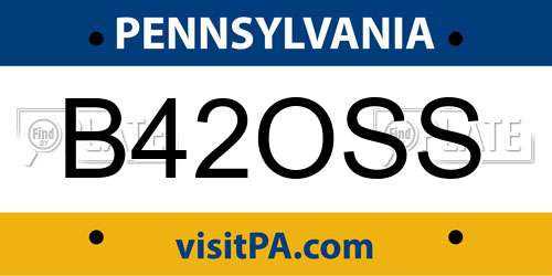 B42OSS Pennsylvania License Plate