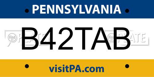 B42TAB Pennsylvania License Plate