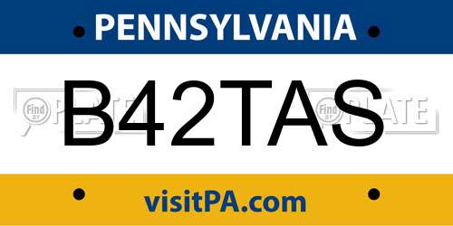 B42TAS Pennsylvania License Plate