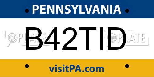 B42TID Pennsylvania License Plate