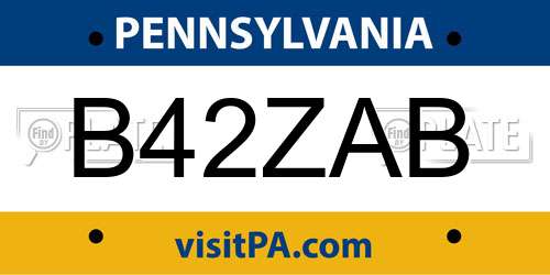 B42ZAB Pennsylvania License Plate