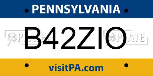 B42ZIO Pennsylvania License Plate