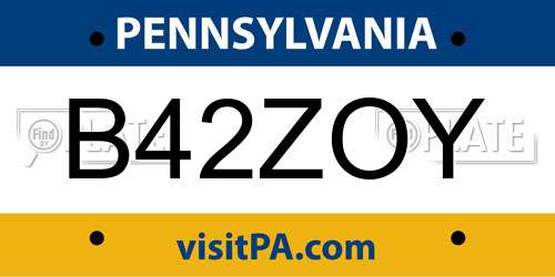 B42ZOY Pennsylvania License Plate