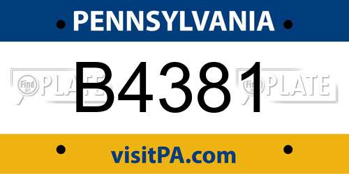 B4381 Pennsylvania License Plate