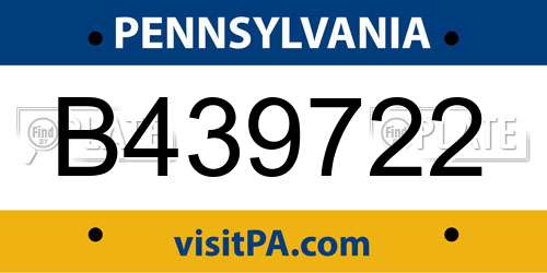 B439722 Pennsylvania License Plate
